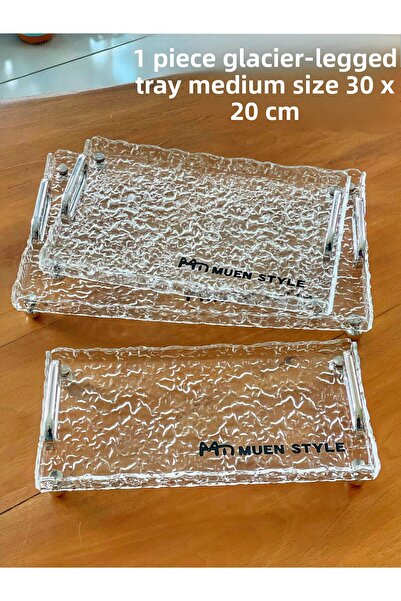 ARVALE نموذج أكريليك مزخرف بقاعدة زجاجية مكسورة وشفافة |   حجم وسط - 30 × 20 سم