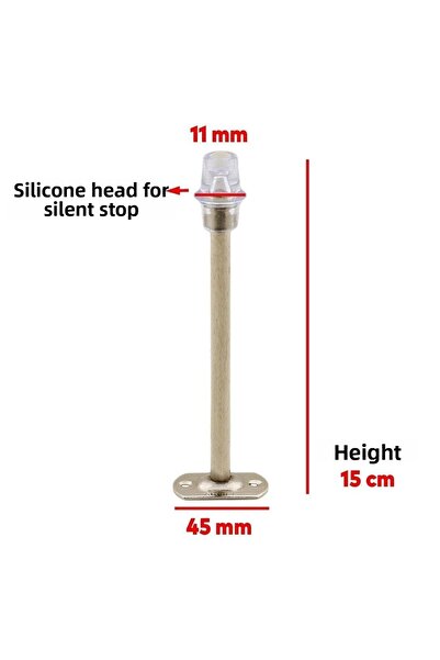 Badem10 Προφυλακτήρας πώματος λαβής πόρτας 15 cm Χρώμιο μεταλλικό βιδωτό στοπ πόρτας σιλικόνης θήκη στοπ