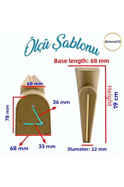 Badem10 (4 bucăți) Notă de muzică Nuc deschis 19 cm Mobilier Canapea Unitate TV Fotoliu Picior Picioare cu model din lemn