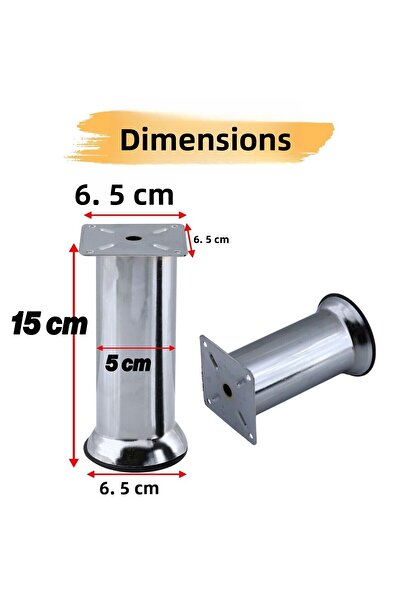 Badem10 (12Pcs) Metal Chrome 15cm Legs Plinth Furniture Seat Sofa Bed Sofa Bed Support Heightening Foot