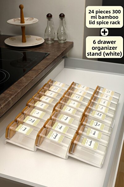 color house برطمان توابل بوروسيليليكات (زجاجي) سعة 300 مل مع 24 غطاء من الخيز...