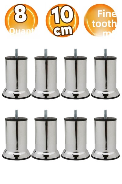 Badem10 Mobilier Canapea Baza Fotoliu Suport Inaltime Picior M8 Picior din metal cromat cu șuruburi 10cm 8buc