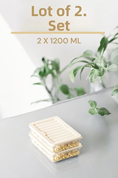 NY HOME 1200 ML Freshbox - Set of 2 Storage Container Suitable for Microwave and Diffraction CREAM