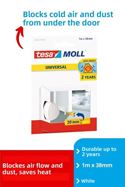 Tesa Moll® General Purpose Door-Floor Foam, White, 1m X 38mm