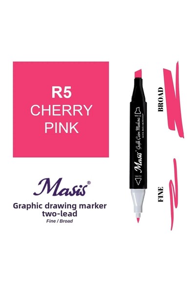 Masis قلم تحديد مزدوج الأطراف 5 وردي كرزي