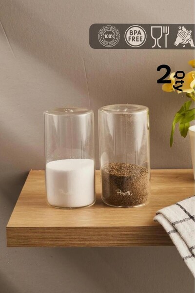 HOMENIVA Estiva 2 Pieces Glass Salt and Pepper Shakers Set - Salt and Pepper ...