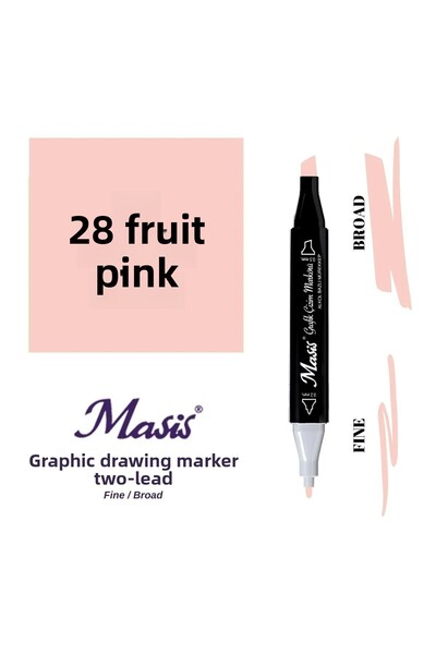 Masis Twin Dual Tip Marker Pen 28 Fruit Pink