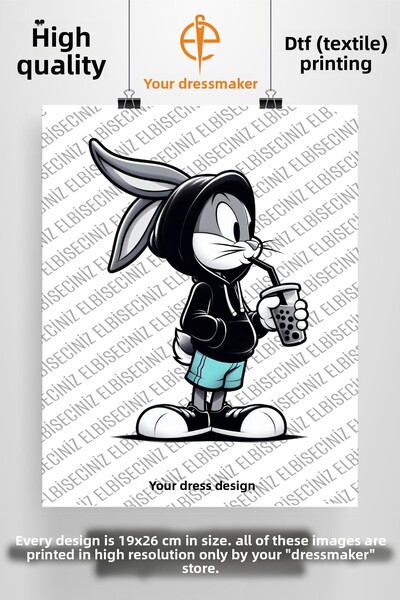 VİZYON İKRA "BUGS BUNNY" طباعة على القماش والجلد، رقعة مزخرفة من القماش، ورق ...