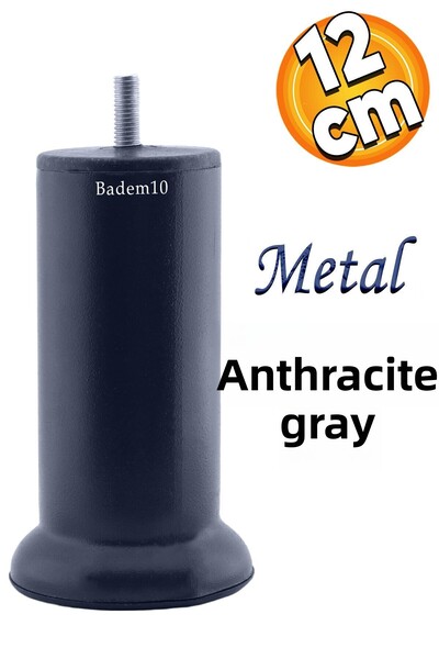 Badem10 Baza de mobilier Metal Gri Antracit 12 Cm M8 Dinți Fini Canapea Fotoliu Canapea Convertită Upgrade Picior Picioare