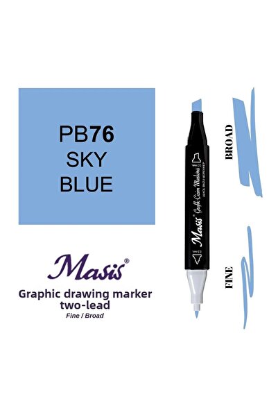 Masis قلم تحديد مزدوج الأطراف 76 أزرق سماوي