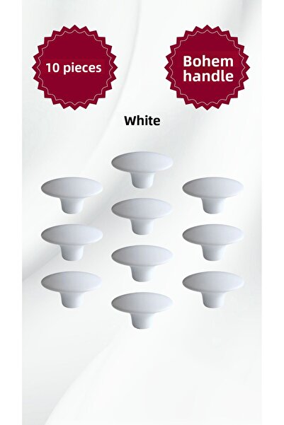 MKLAKS مقبض دائري أبيض من البلاستيك البوليمر البوهيمي لخزانة درج المطبخ، عبوة...