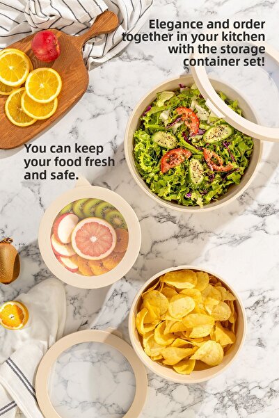 MYBOX Set of 3 Ayza Refrigerator Organizer Badya Microwave and Freezer Multi-Purpose Storage Container 1.5-2.5-4 L