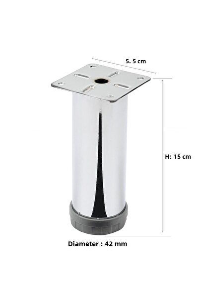 EYM 4 Bucăți Picior Mobilier Metal 15 cm Reglare Inferioară 42 mm Picior Cromat