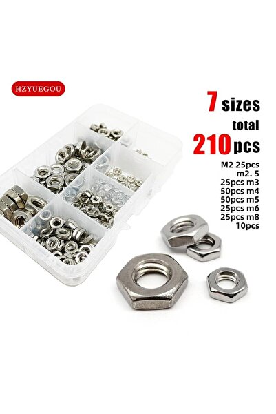 Choice 7 أحجام إجمالية 210 قطعة 210 قطعة صمولة سداسية رفيعة مجموعة صمولة سداس...