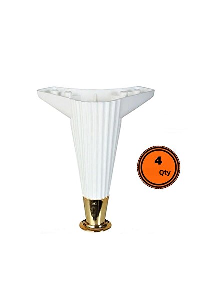 EYM Wetra Line 4 Pieces Striped Furniture Sofa Legs - 15 cm White Gold