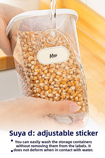 Vienev Set de 3 recipiente pătrate pentru depozitarea alimentelor cu etichete din folie, dimensiune mare, 1,75 litri