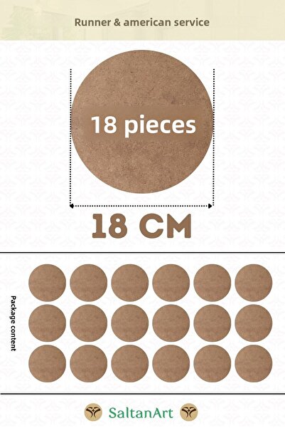 SaltanArt 18 سم قطر 18 قطعة شاحن الخدمة الأمريكية MDF Drolit تحت المغناطيس خش...