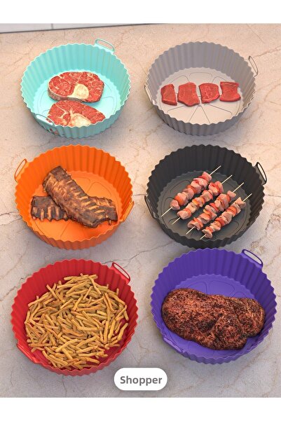 SHOPİST Orange Airfryer Silicone Baking Dish 20x5 Cm Bpa Free Airfryer Baking Paper Accessory Mold