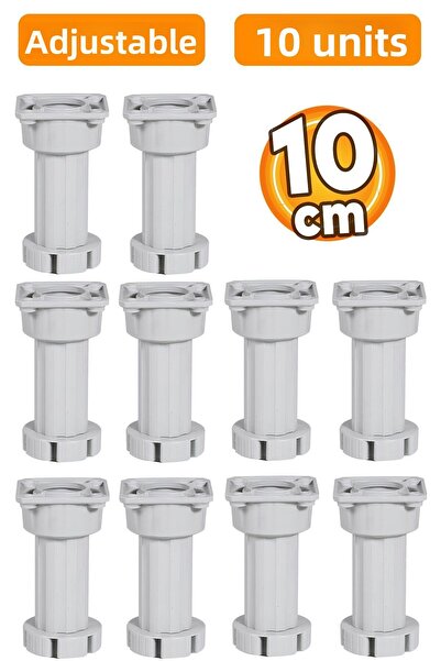 Badem10 Înălțător de 10 cm cu picioare gri - Bancă de canapea pentru mobilier de dulap reglabil (10 buc.)