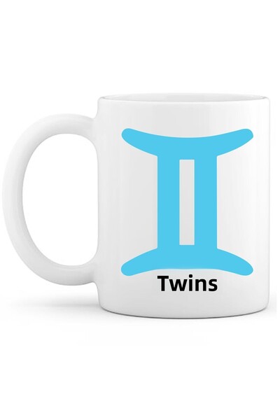 OXVİN كوب قهوة مع علامة برج الجوزاء، طباعة خاصة (مفردة) من البورسلين