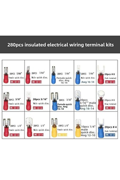 Choice 280 قطعة في صندوق، مجموعة أطراف معزولة باردة مضغوطة تحتوي على أطراف مع...