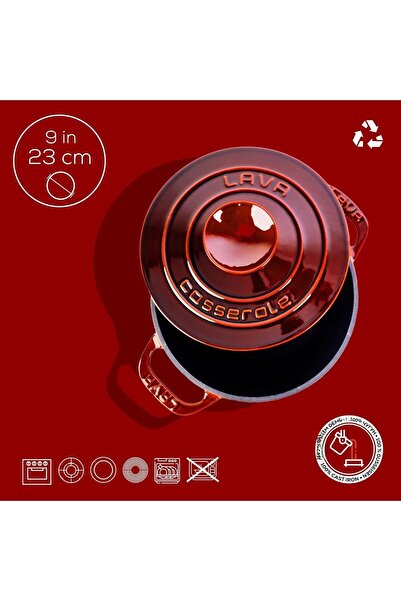 Lava Cast Round Pot Cast Iron Lid Experience Majolik Series Diameter(Ø)23cm