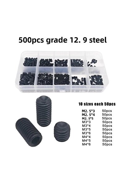 Choice 500 قطعة من الفولاذ الأسود DIN916، براغي تثبيت سداسية الشكل برأس كأس أ...