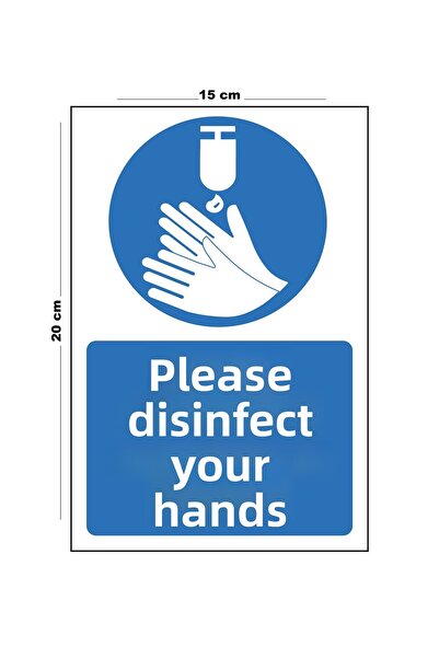 Lucena معدن يرجى تطهير اليدين 15 سم × 20 سم علامة تحذير علامة تحويل