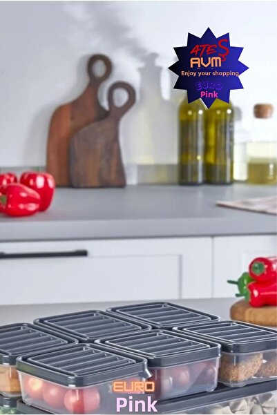 Euro Pink 6 Pieces 250 ml Storage Container - Refrigerator Organizer 6X250Ml