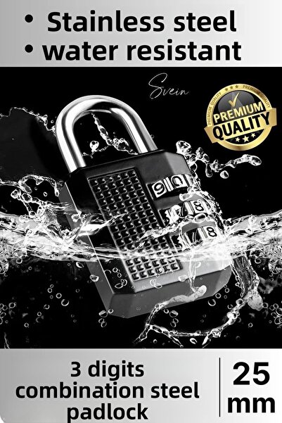 Svein قفل مجمع صغير وقوي للغاية من الفولاذ المقاوم للصدأ مقاس 25 مم مكون من 3...
