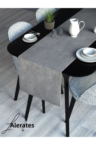 Lalezar Velvet Effect Stone Grey Color Aura Runner Series 40x140