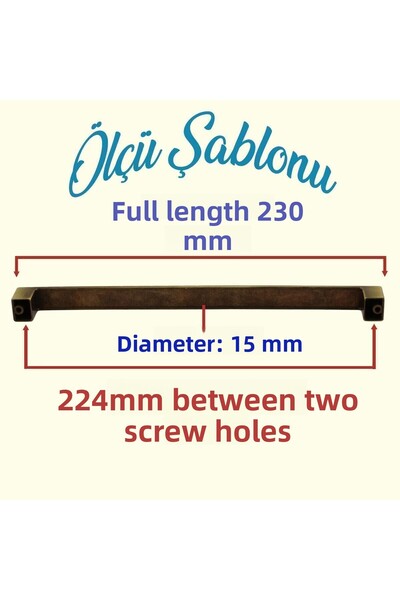 Badem10 Metal Bihter, galben antic, 224 mm, mobilier, sertar de bucătărie, dulap, mâner dulap, mânere