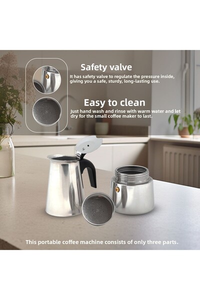 Any Morning Fe001-4 Aparat de cafea espresso cu inducție din oțel inoxidabil 200 ml