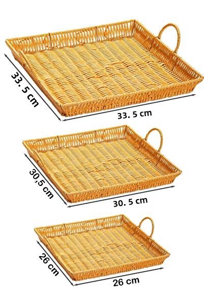 Porsima 709-B Square 3-Piece Wicker Basket Set - Home, Bathroom, and Kitchen Organizer
