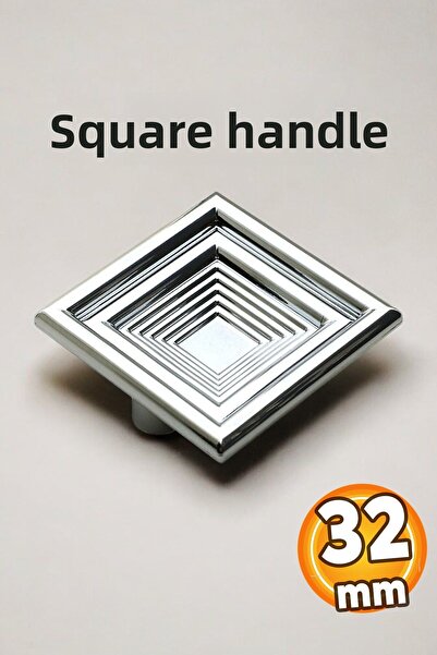 Badem10 (PLASTIC HARD) Princess Square Mobilier Bucătărie Sertar Capac Dulap Mâner Dulap Mâner 32 Mm Crom