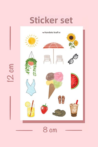 Handeto Kraft Σετ αυτοκόλλητων με θέμα τις καλοκαιρινές διακοπές 8x12 εκ., Αυ...