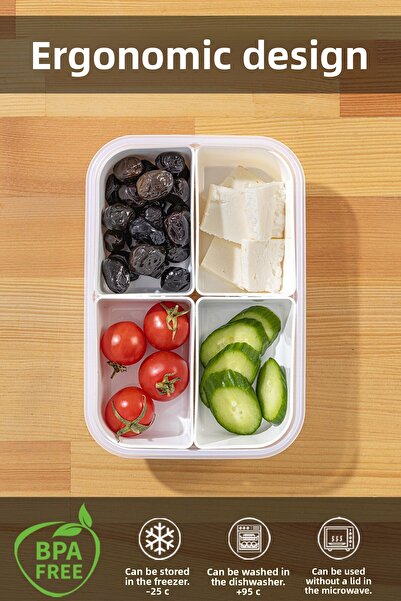Meleni Home Rectangular Storage Set of 4 - Portable Diet and Nutrition Box with Lid
