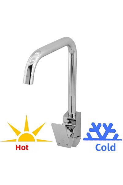 Badem10 1.390 kg Fountain Chrome Colored Quality Sink Faucet - Bathroom Kitchen Sink Faucet with Hot Cold Water Inlet