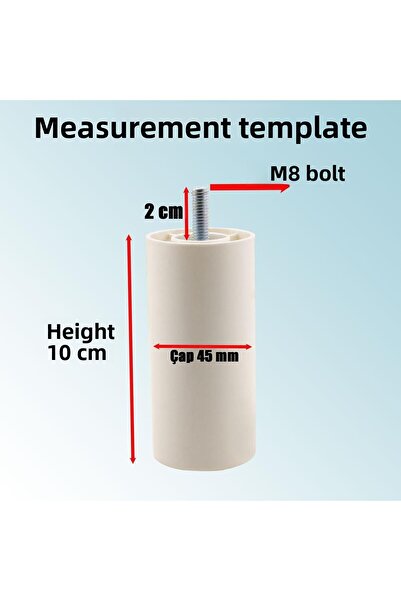 Badem10 Έπιπλα Καναπές Πολυθρόνα Βάσης Ανύψωσης M8 Στήριγμα Λεπτό Δόντι με Στήριγμα Πόδι Λευκό 10cm 8τμχ