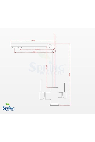 Spring Water Three Connection Square Water Purification Tap (Hot Water, Cold Water and Purified Water)
