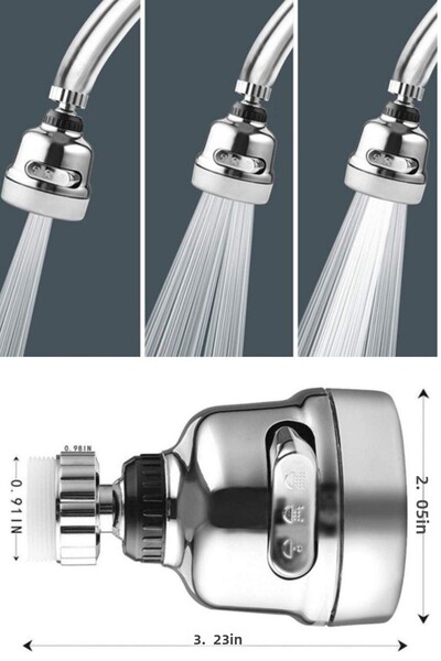 QNİAY رأس دوار موفر للطاقة كروم 3 وظائف رأس صنبور 360 درجة قابل للتدوير جهاز ...