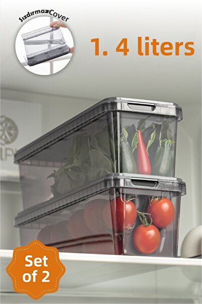 Vienev Bloc de 1,4 litri - Set de 2 depozitare antracit rezistent la scurgeri