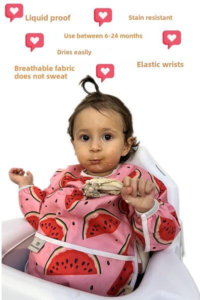 Lulunun Renkleri Waterproof Easy to Clean Long Sleeve Activity and Feeding Bib / Baby Feeding Bib 6-24 Months