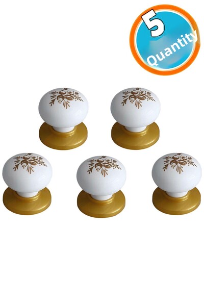 NZB Gold Furniture with White Top - Button Handle Pattern, 5 Pcs Kitchen Cabi...