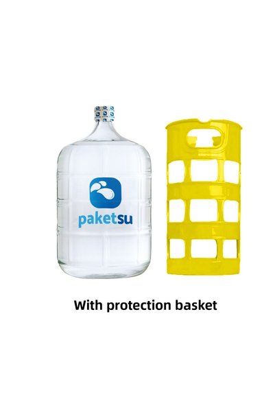 Paketsu Bottle 19 LT. Yellow with Protection Basket - Glass