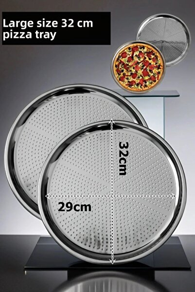 CocoVia Large Size 32cm Perforated Pizza Tray Lahmacun Pita Tray-Fireproof Non-Stick Pizza Tray