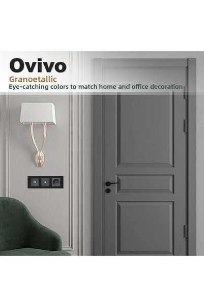 OVİVO Ovivo grano metallic cat6 rj45 socket black + black frame