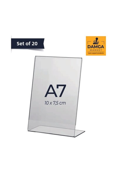 DamgaMarket قائمة PVC L Type A7 - حامل سطح المكتب الشفاف، 7.5x10 سم - عبوة من...