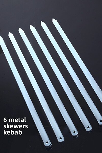 Tanemce 6 أسياخ مفرمة لحم معدنية احترافية - أسياخ أضنة وأورفا وأنتيب كباب