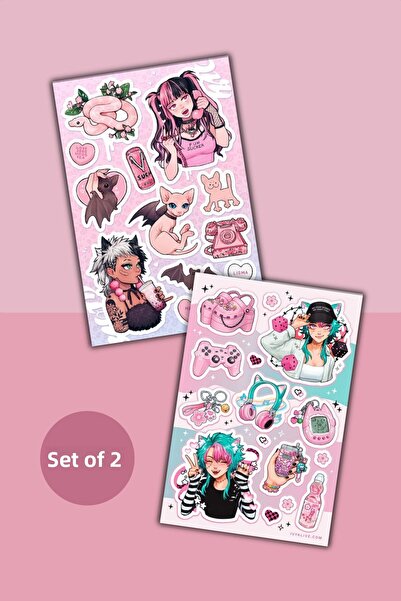 sanatıbedi عبوة من قطعتين من ملصقات الأجندة ذات الطابع القوطي لأجهزة الكمبيوت...